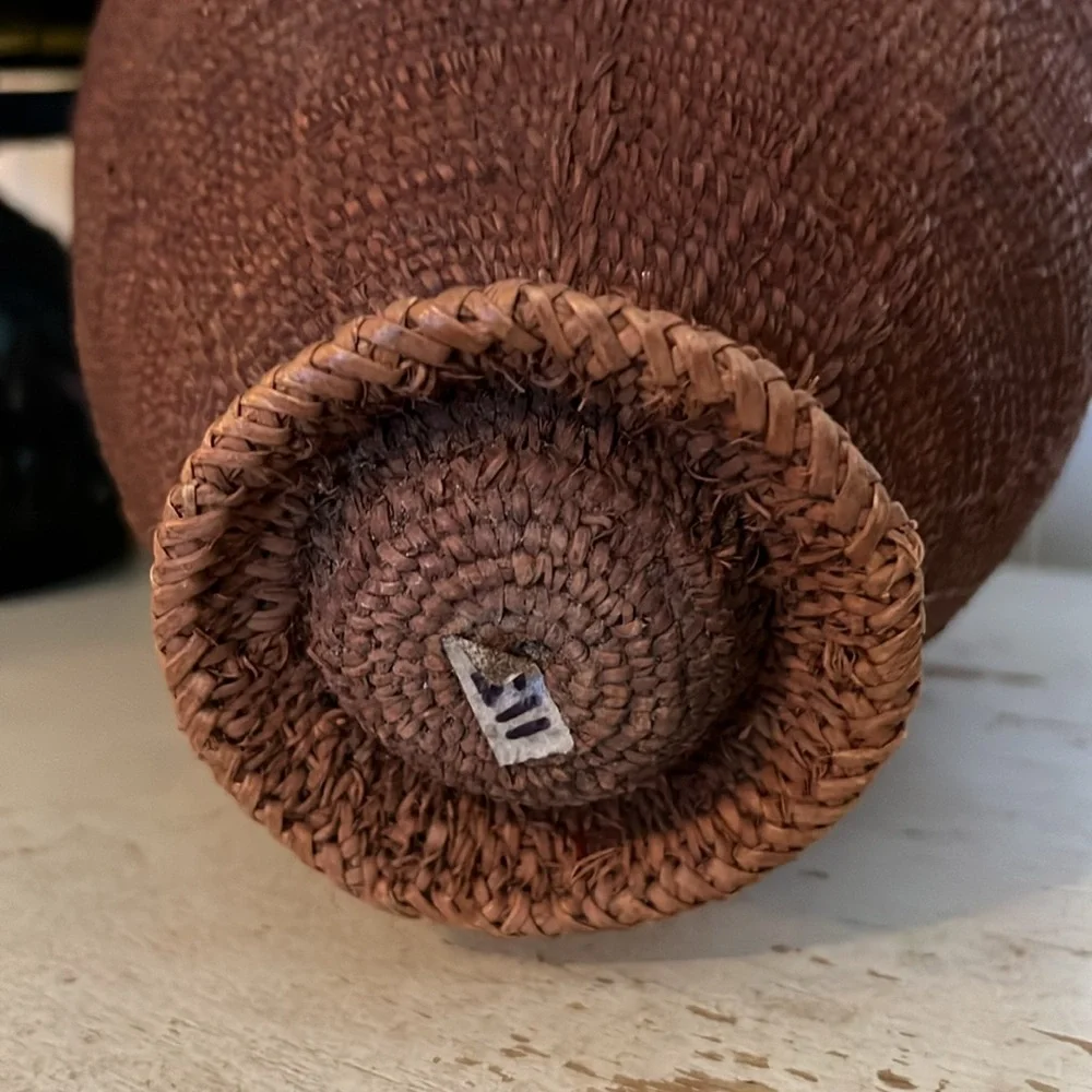 Large Antique African hand woven basket 12” x8.5”